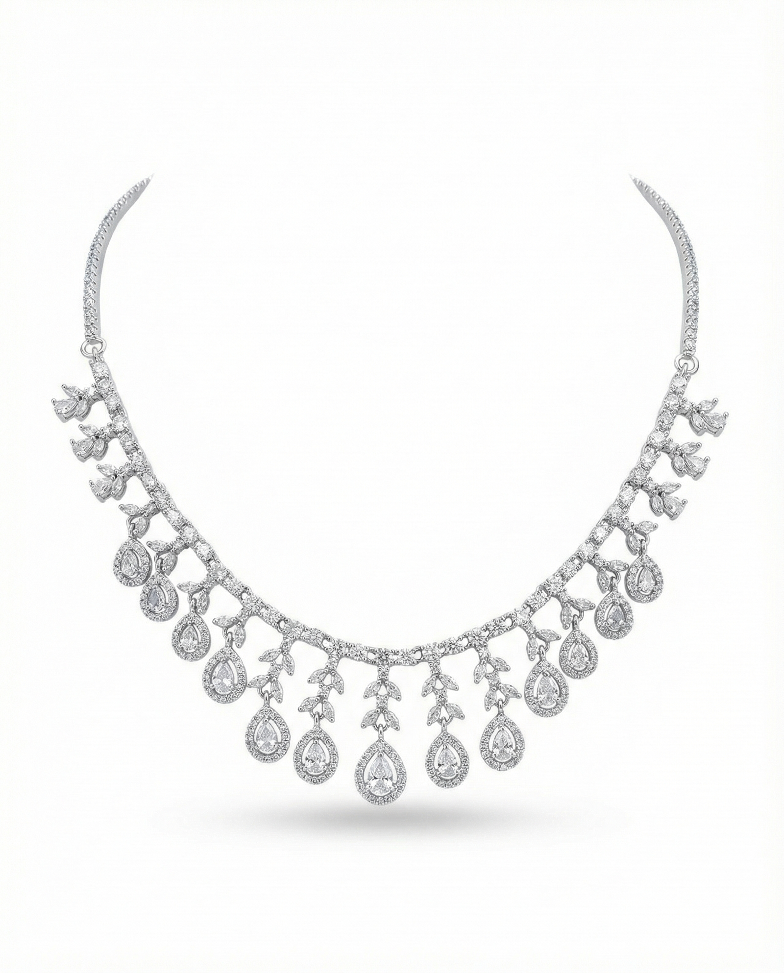 Diamond Teardrop Bridal Necklace Set
