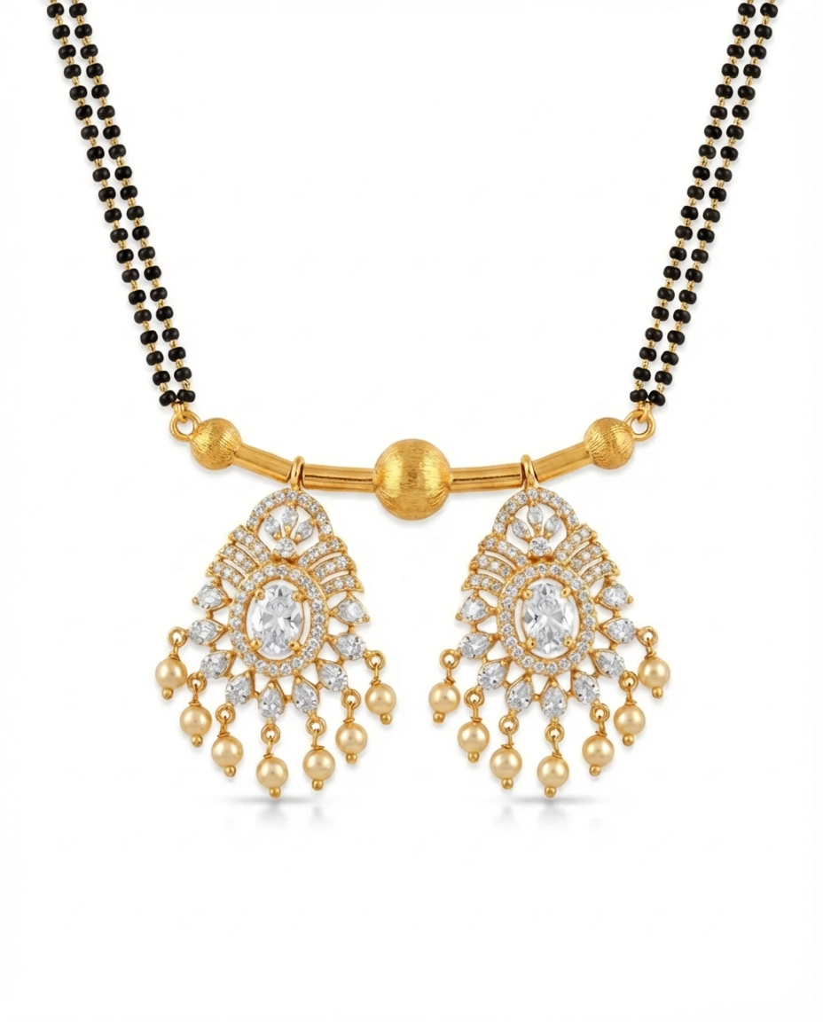 Classic Diamond Mangalsutra & Earrings Set