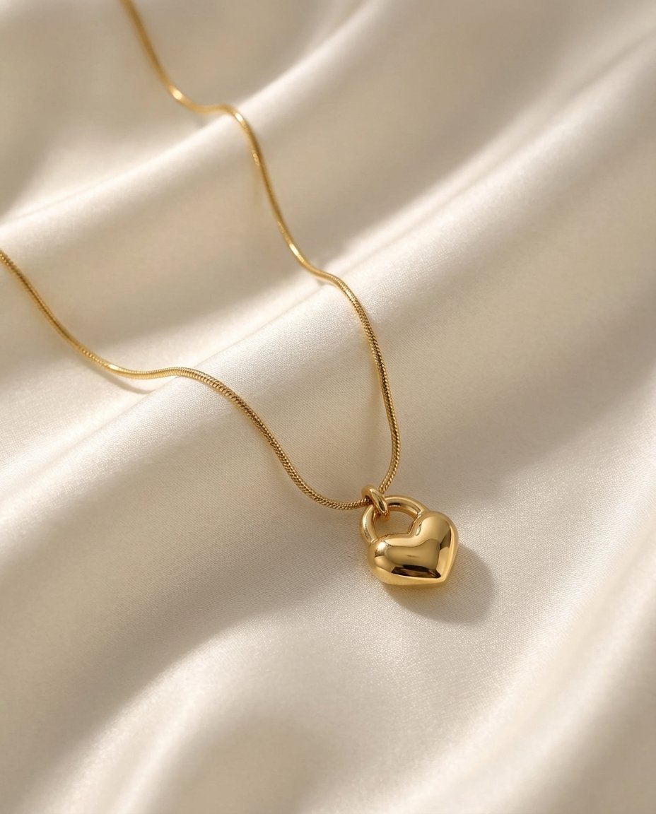 Heart Lock Gold Pendant Necklace
