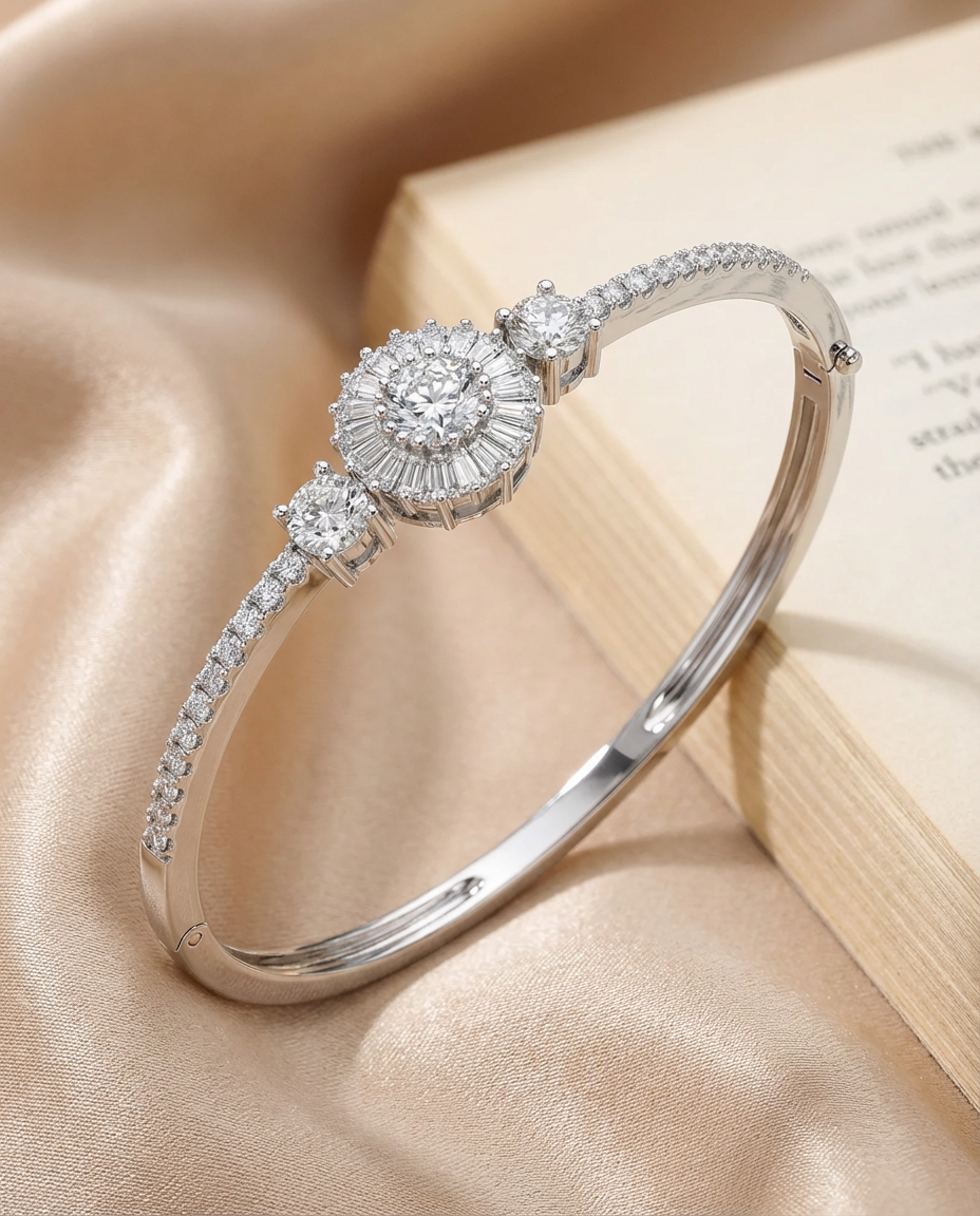 Elegant Triple Halo Diamond Bracelet