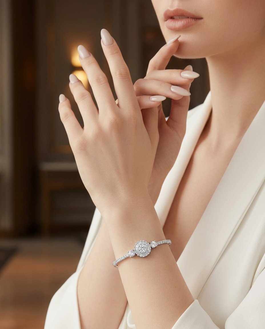 Elegant Triple Halo Diamond Bracelet