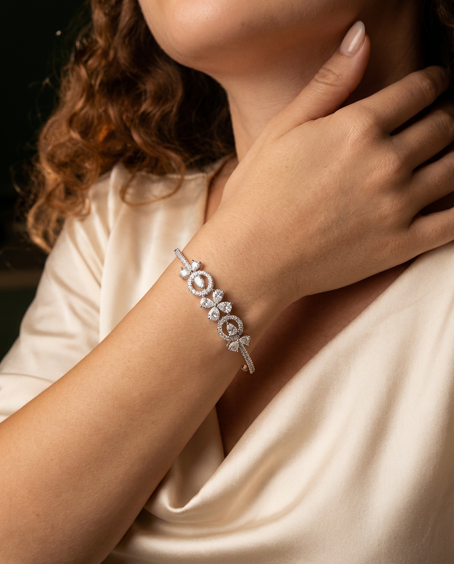 Floral Halo Diamond Bracelet