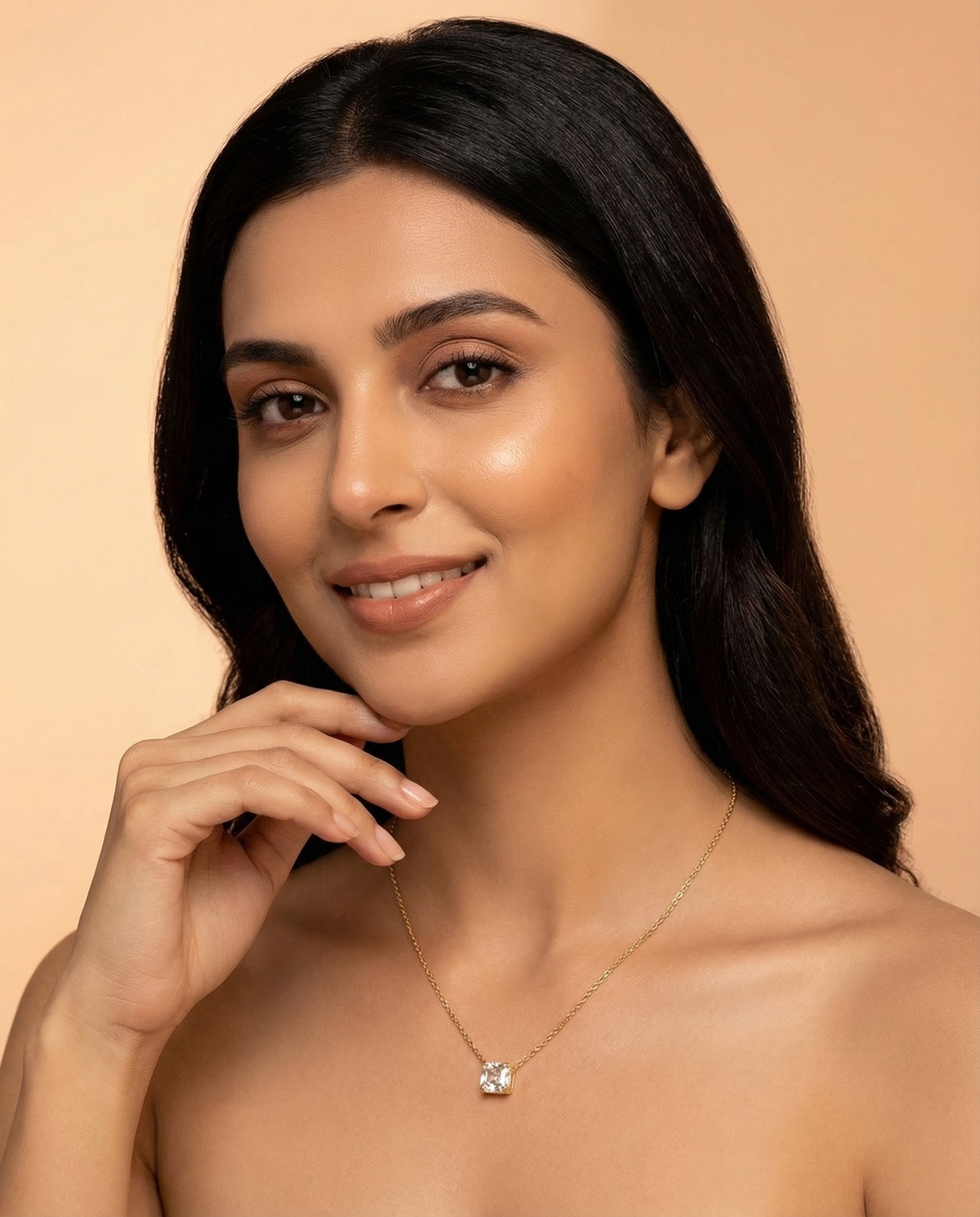 Solitaire Emerald-Cut Diamond Pendant Necklace