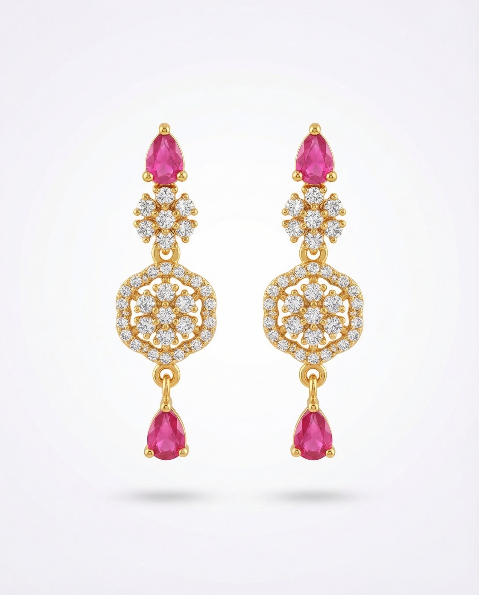 Royal Pink Stone Bridal Necklace Set