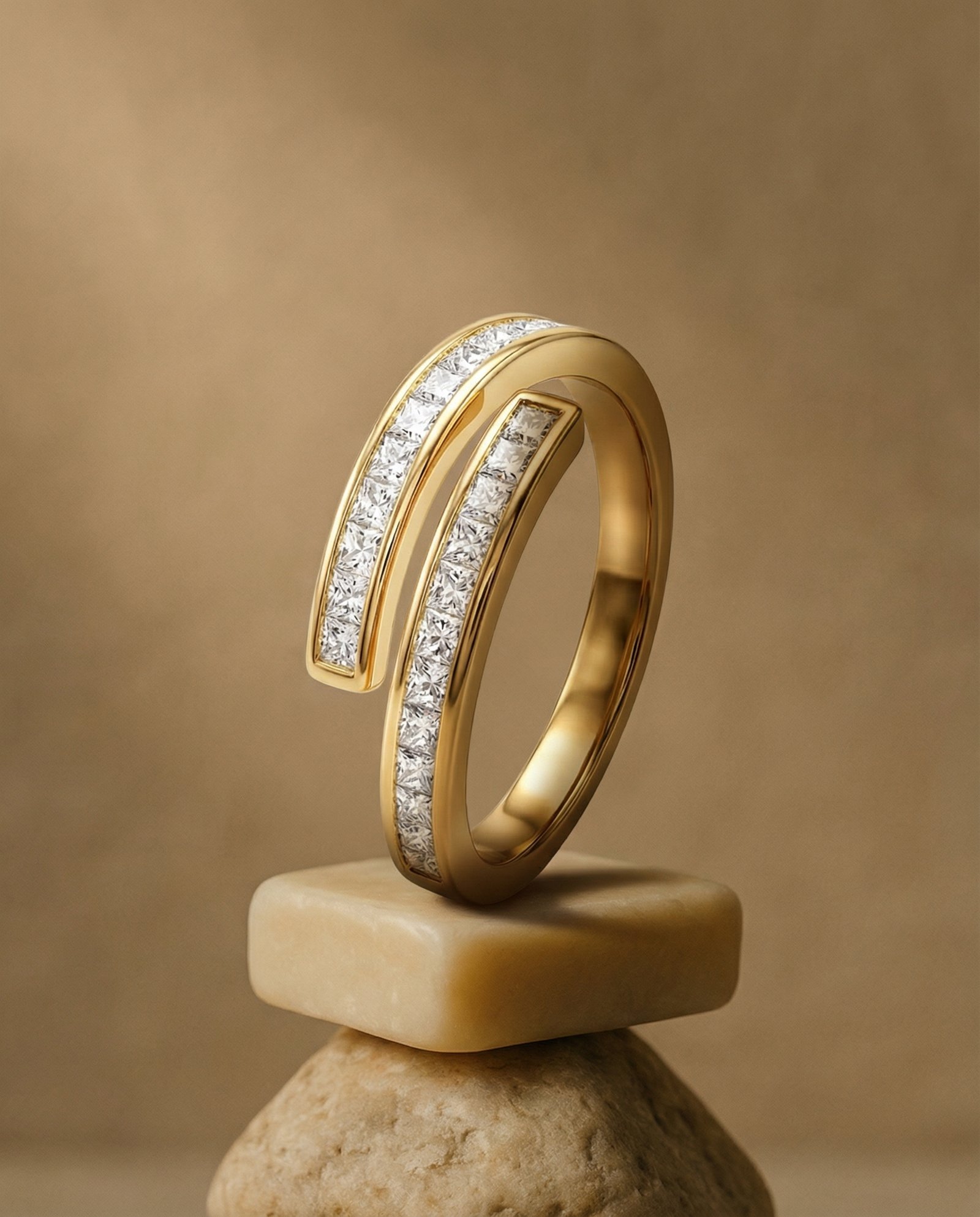 Dual Curve Princess Cut Diamond Ring