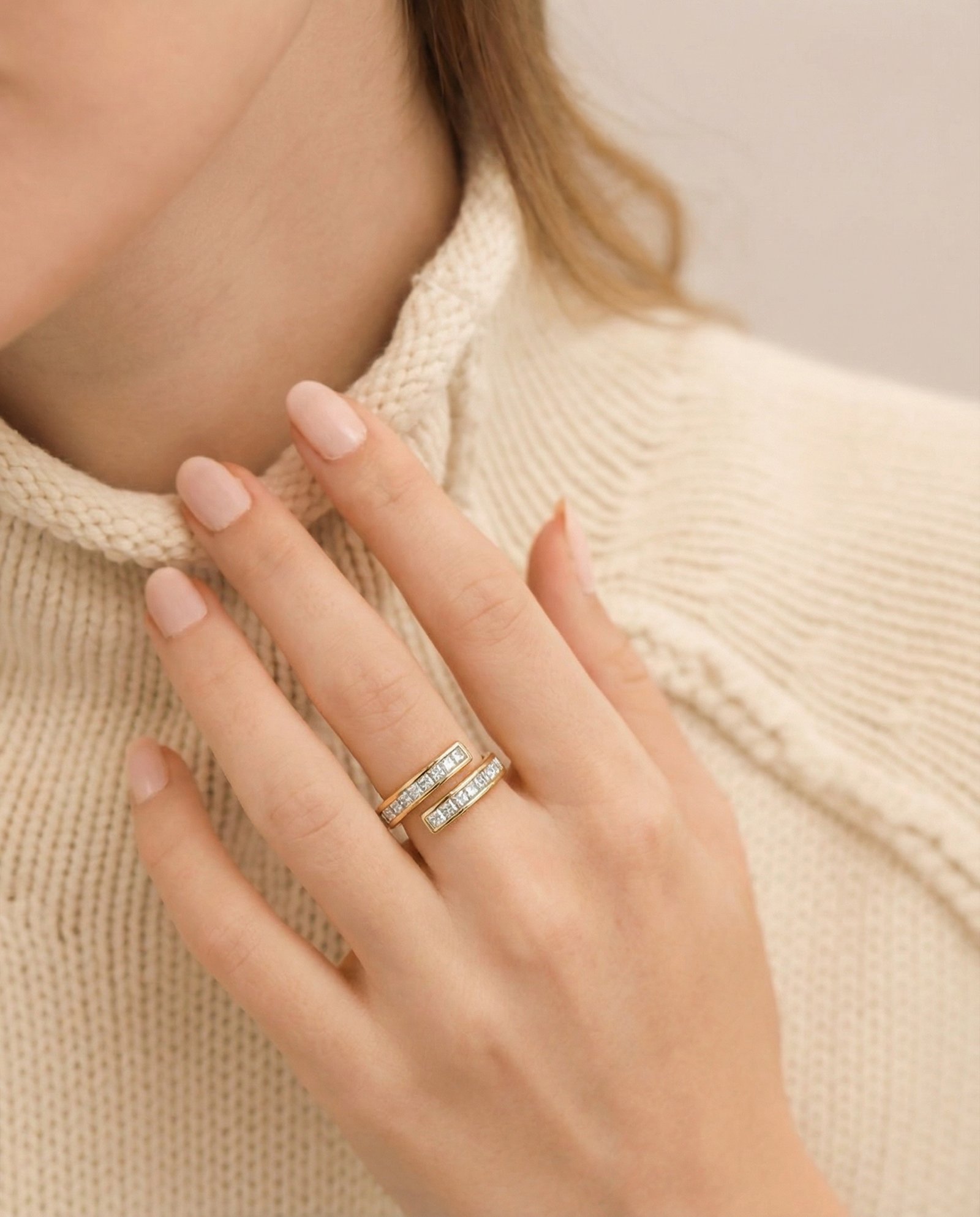 Dual Curve Princess Cut Diamond Ring