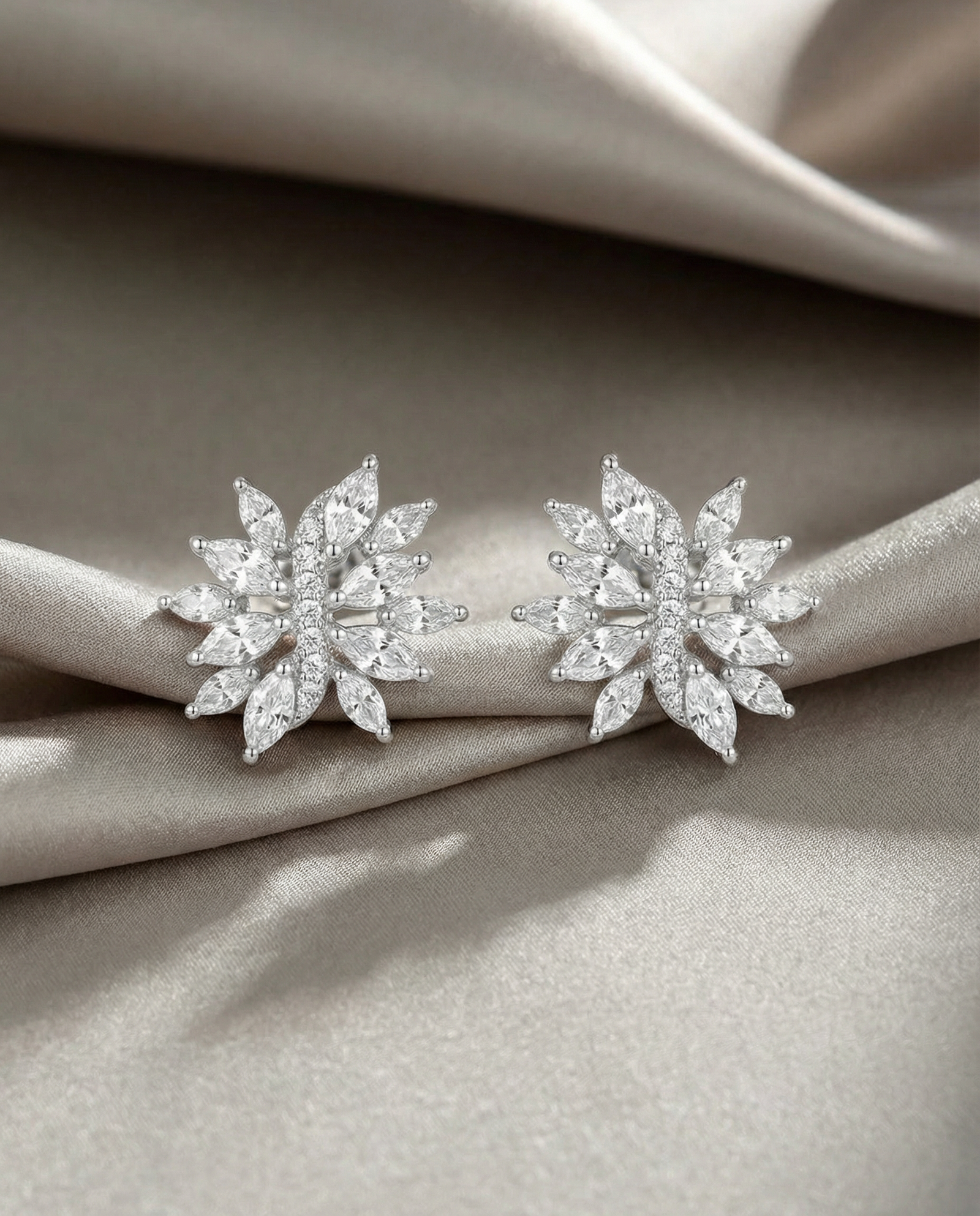 Sparkling Floral Crystal Stud Earrings