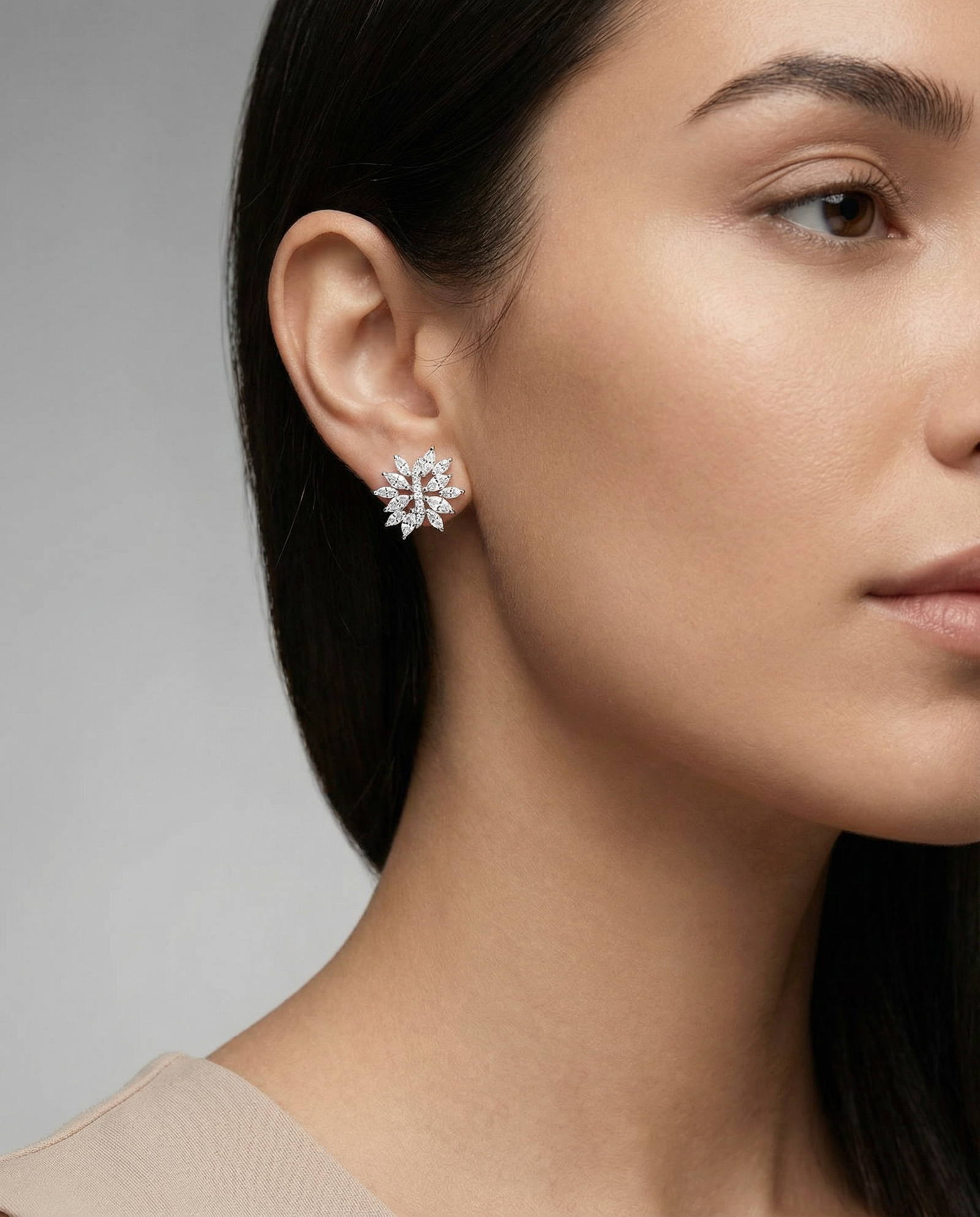 Sparkling Floral Crystal Stud Earrings