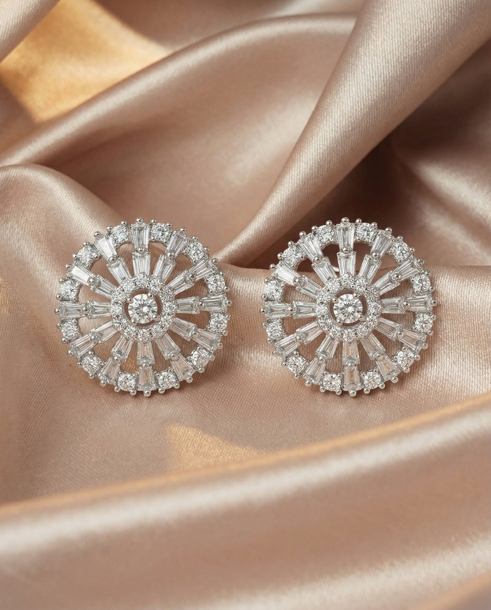 Luxury Round Halo Crystal Stud Earrings