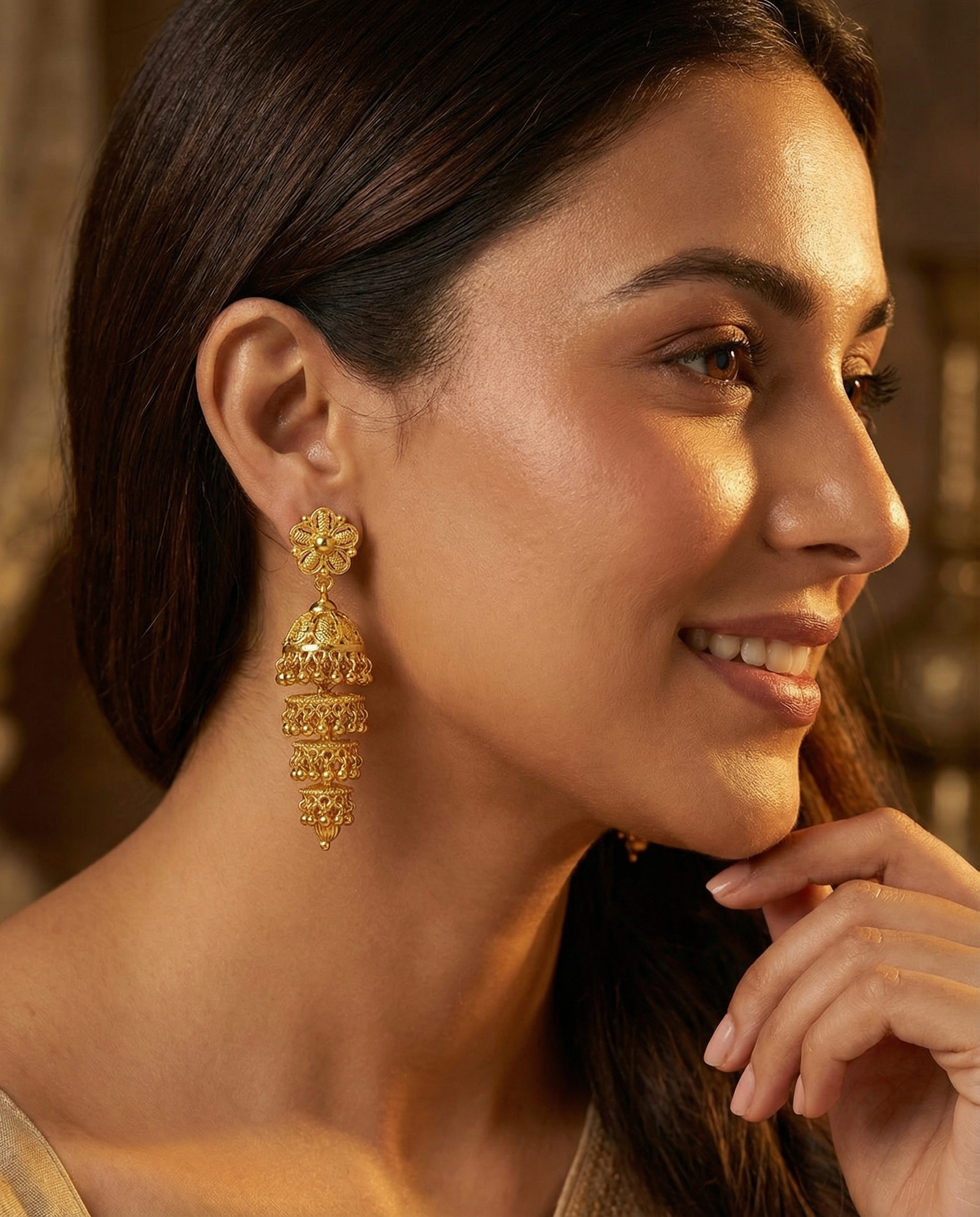 Traditional Gold Plated Jhumka Earrings
