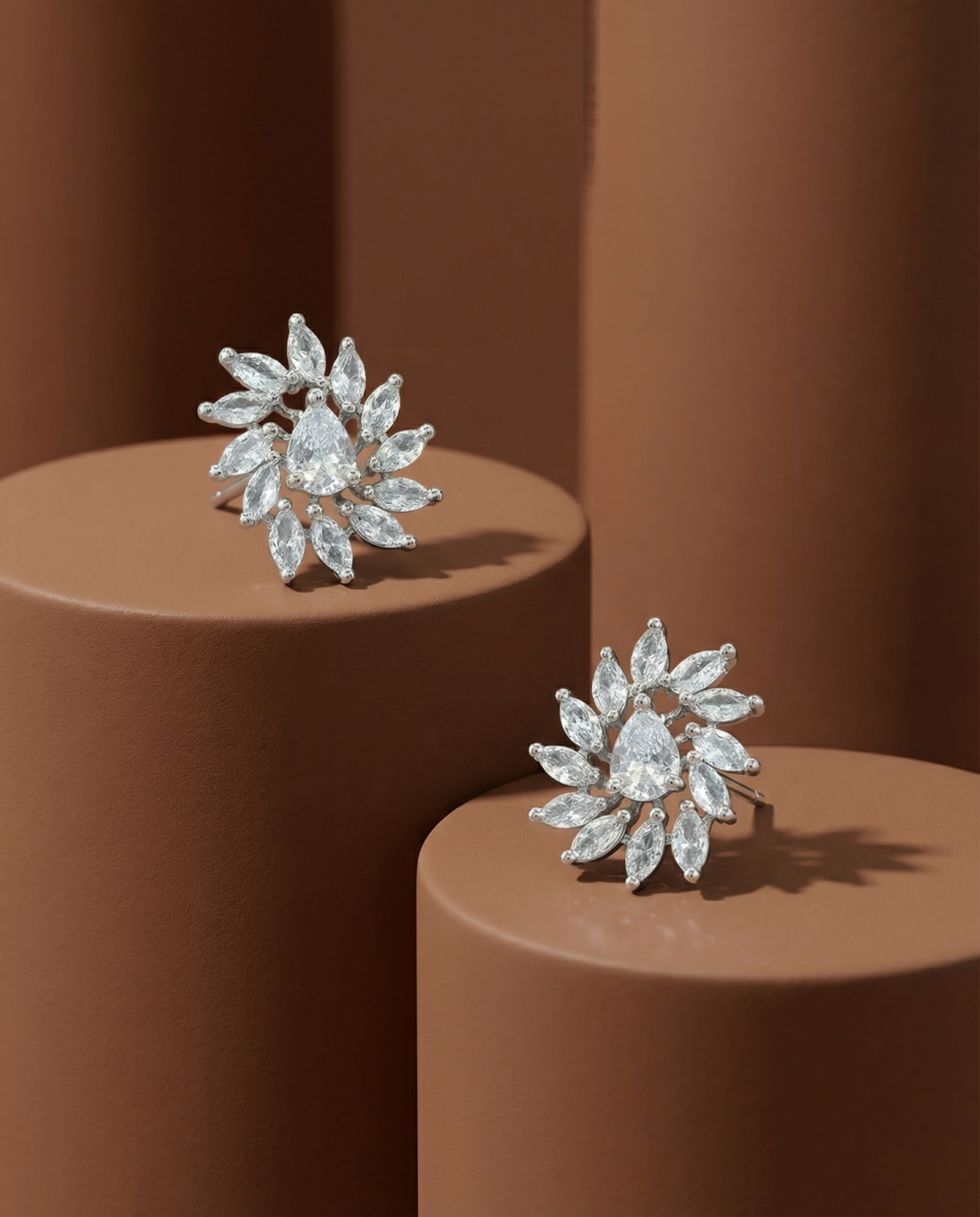 Elegant Floral Crystal Stud Earrings