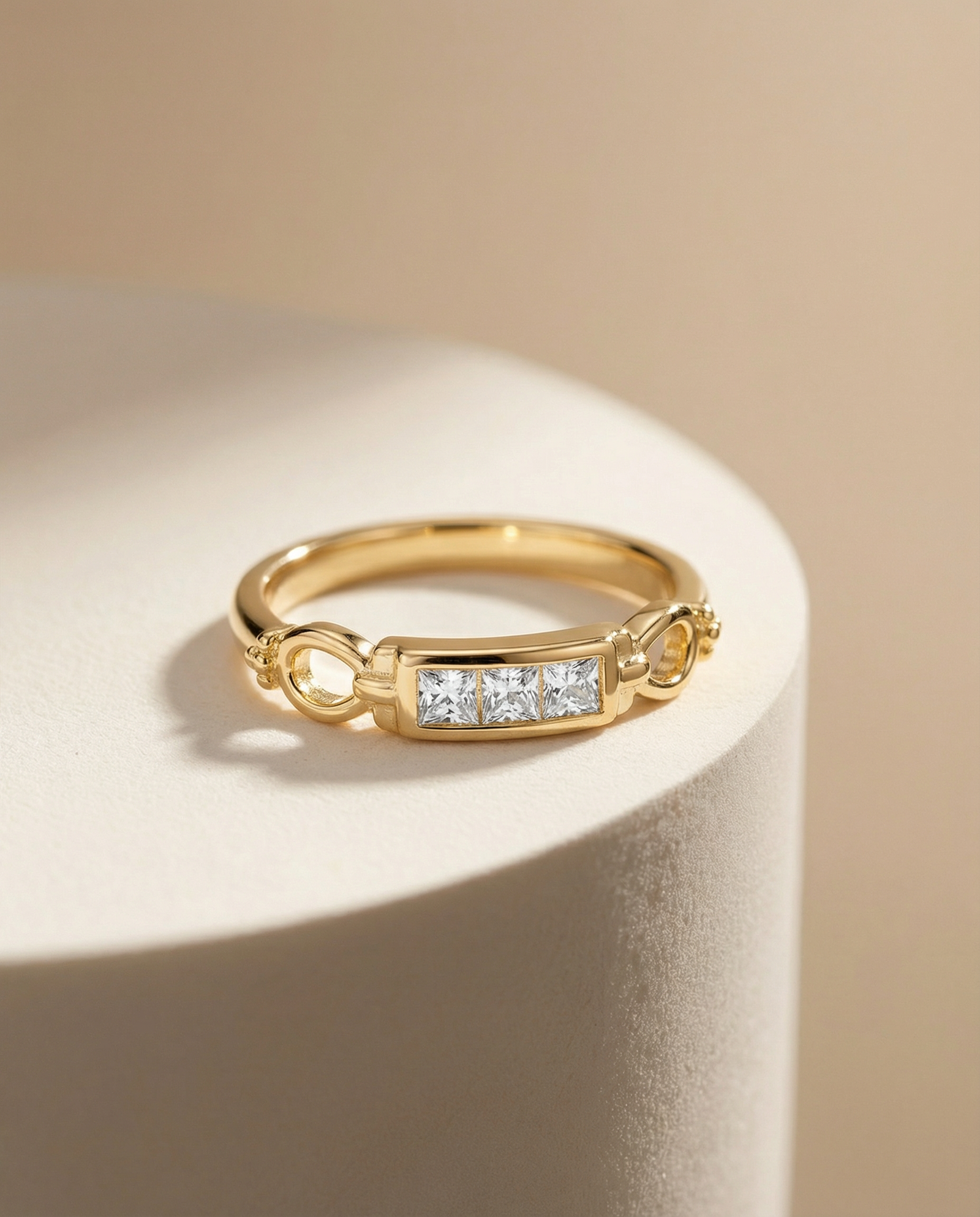 Sleek Crystal Bar Ring