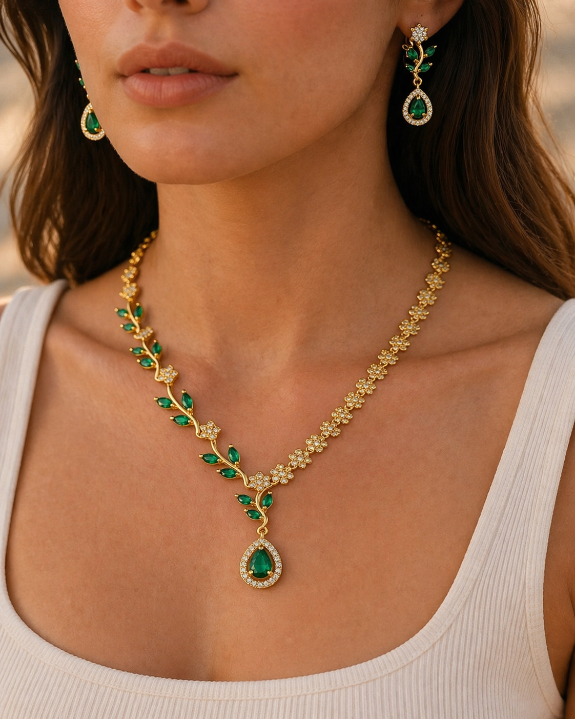 Emerald Bloom Luxe Necklace Set