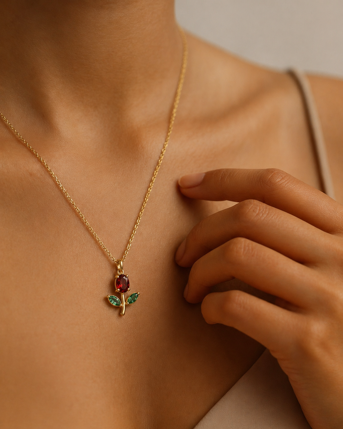 Ruby Bloom Pendant Necklace