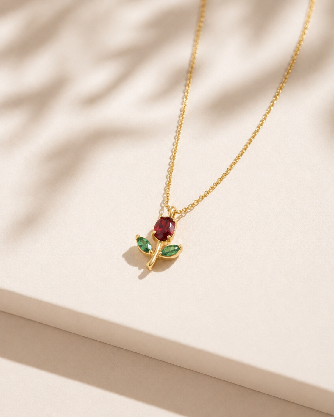Ruby Bloom Pendant Necklace