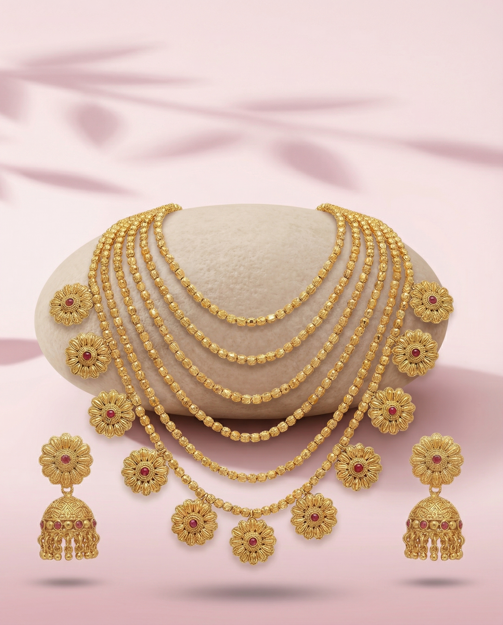Royal Layered Bridal Haar Set with Jhumka Earrings