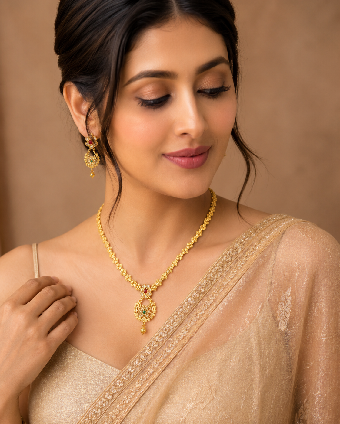 Heritage Floral Gold Necklace Set