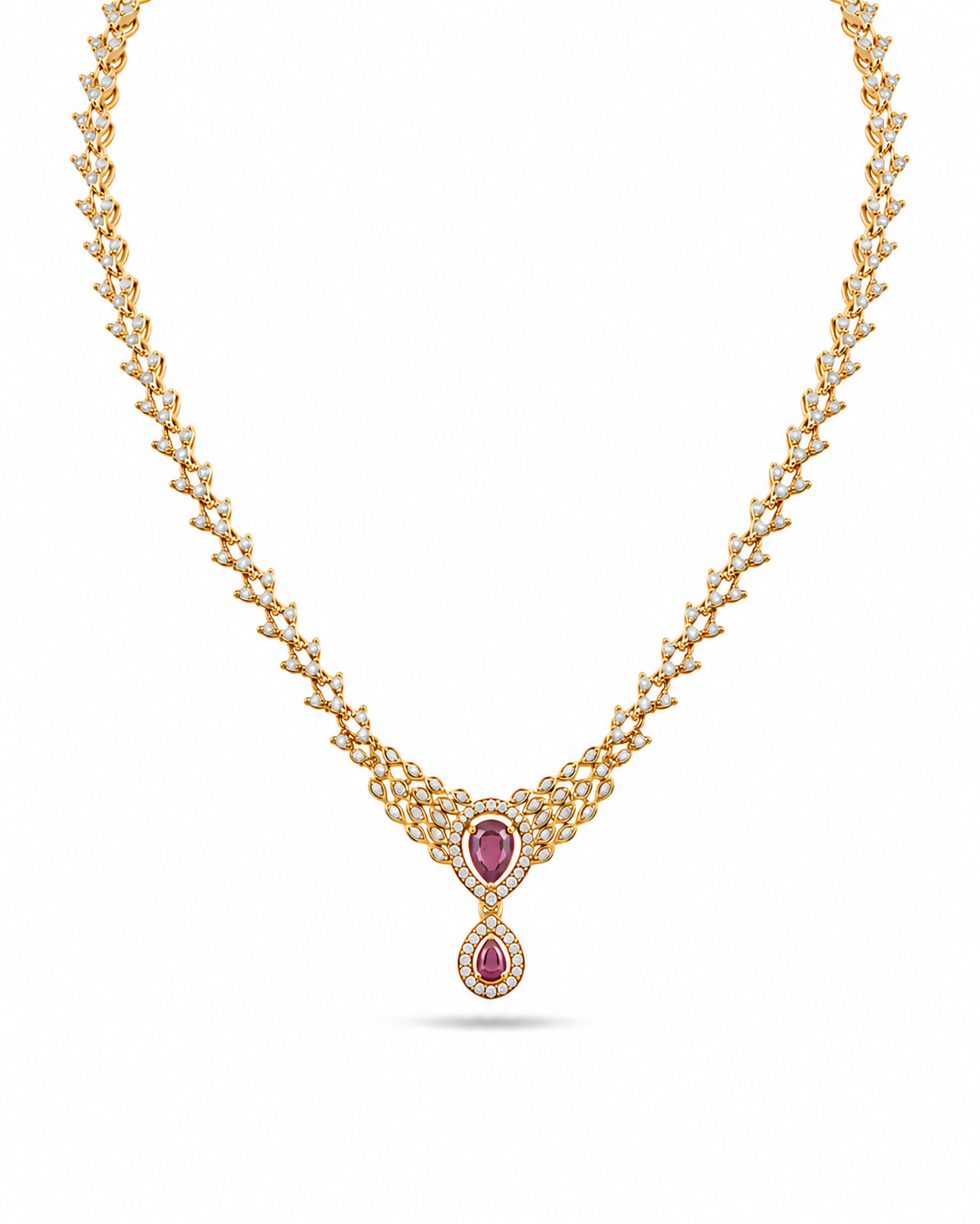Ruby Elegance Diamond Necklace Set