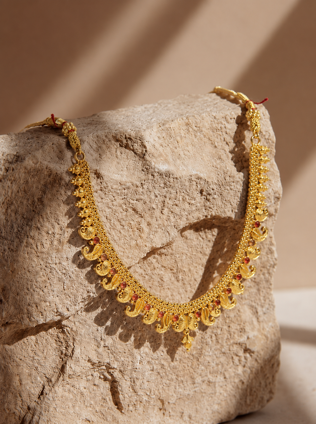Traditional Antique Gold Beaded Necklace