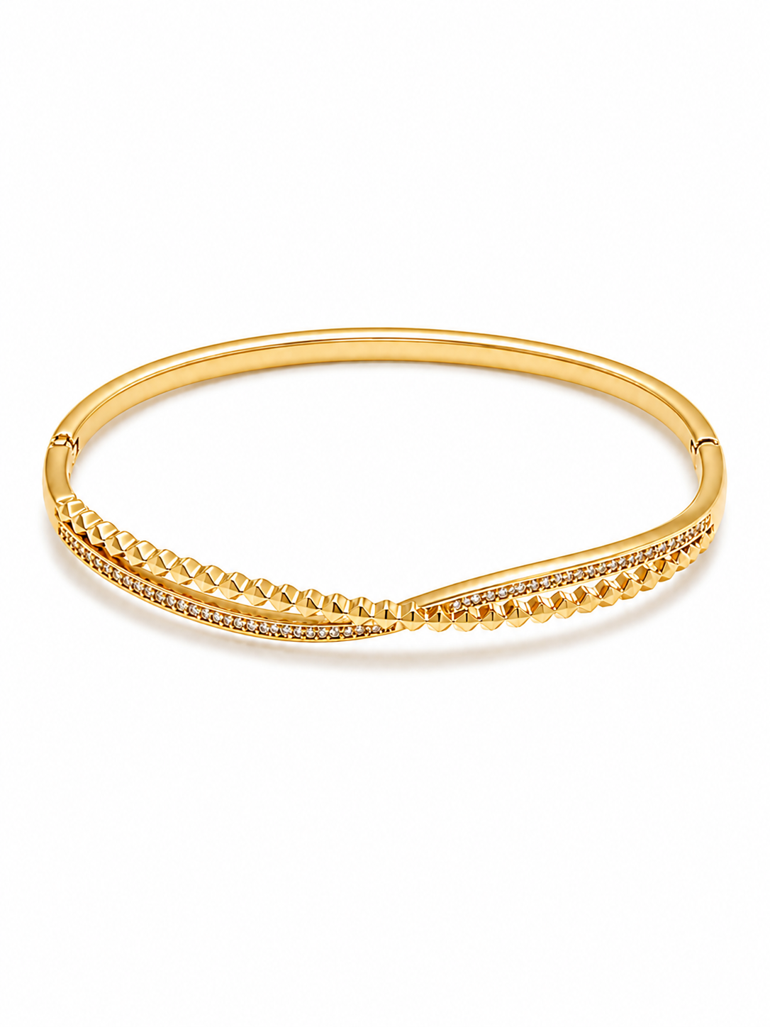 Textured Wave Gold Bracelet & Ring Set