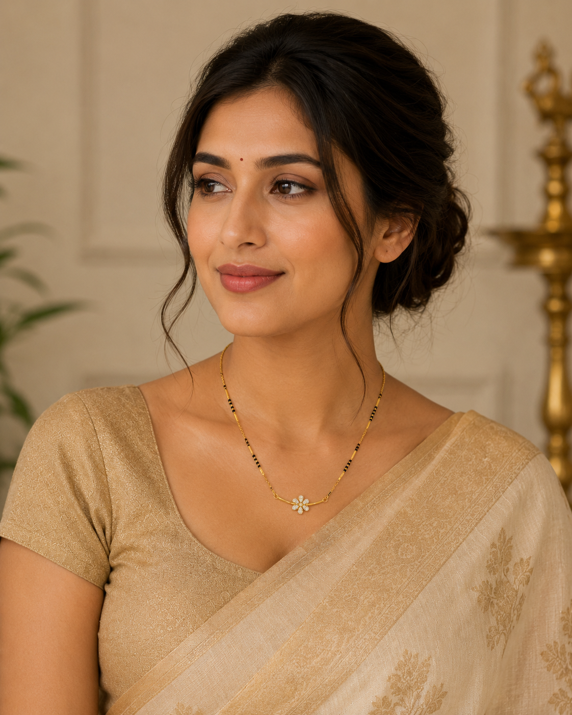 Diamond Floral Charm Mini Mangalsutra