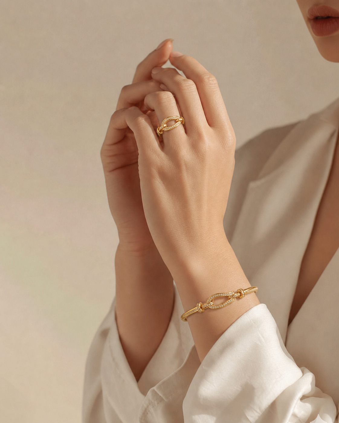 Infinity Knot Gold Bracelet & Ring Set