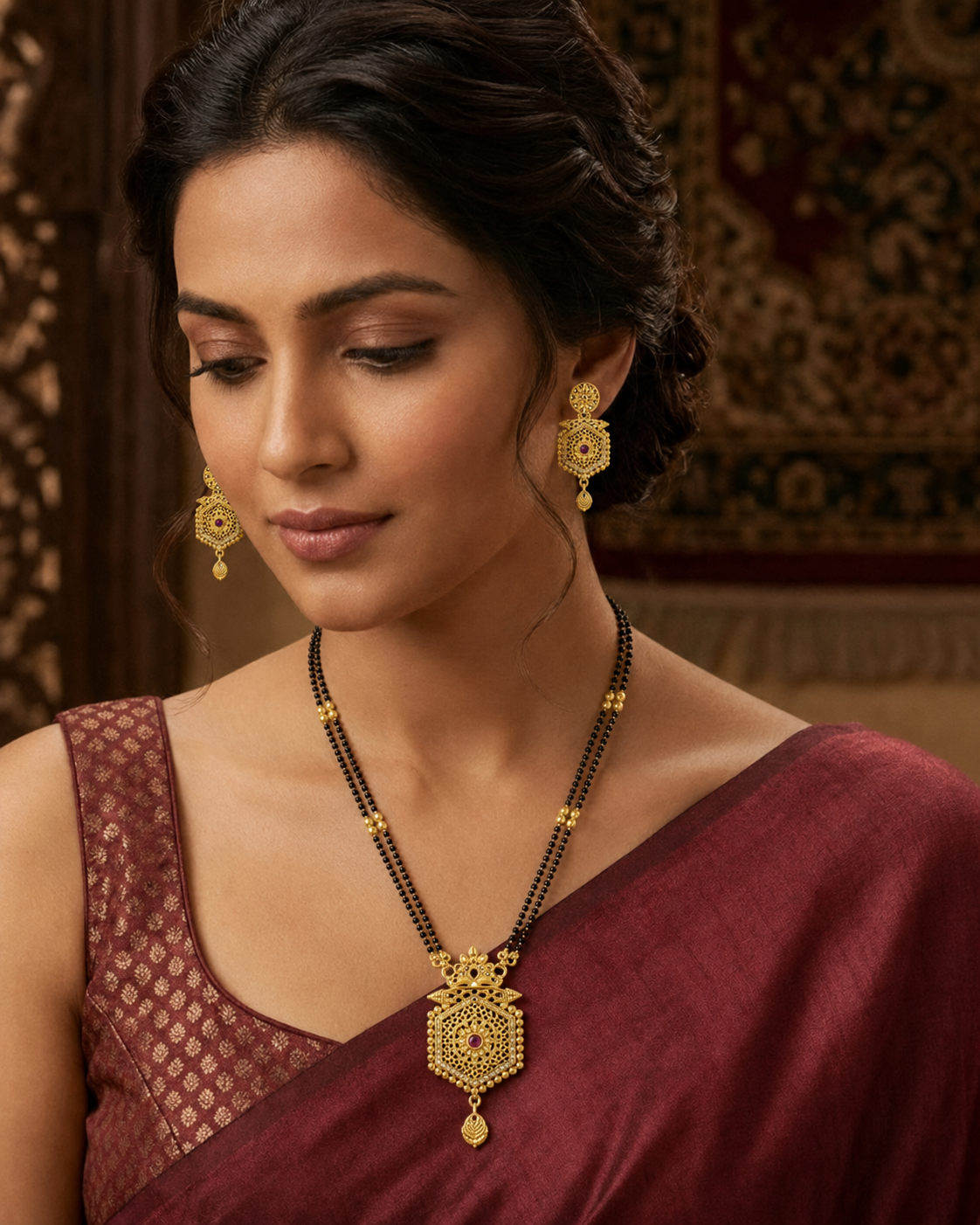 Royal Filigree Gold Mangalsutra Set
