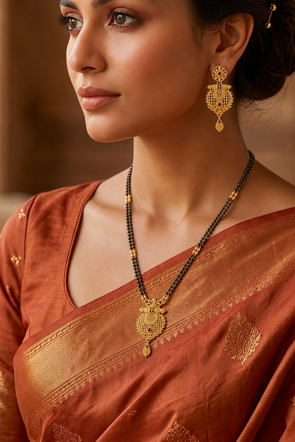 Vintage Filigree Gold Mangalsutra Set