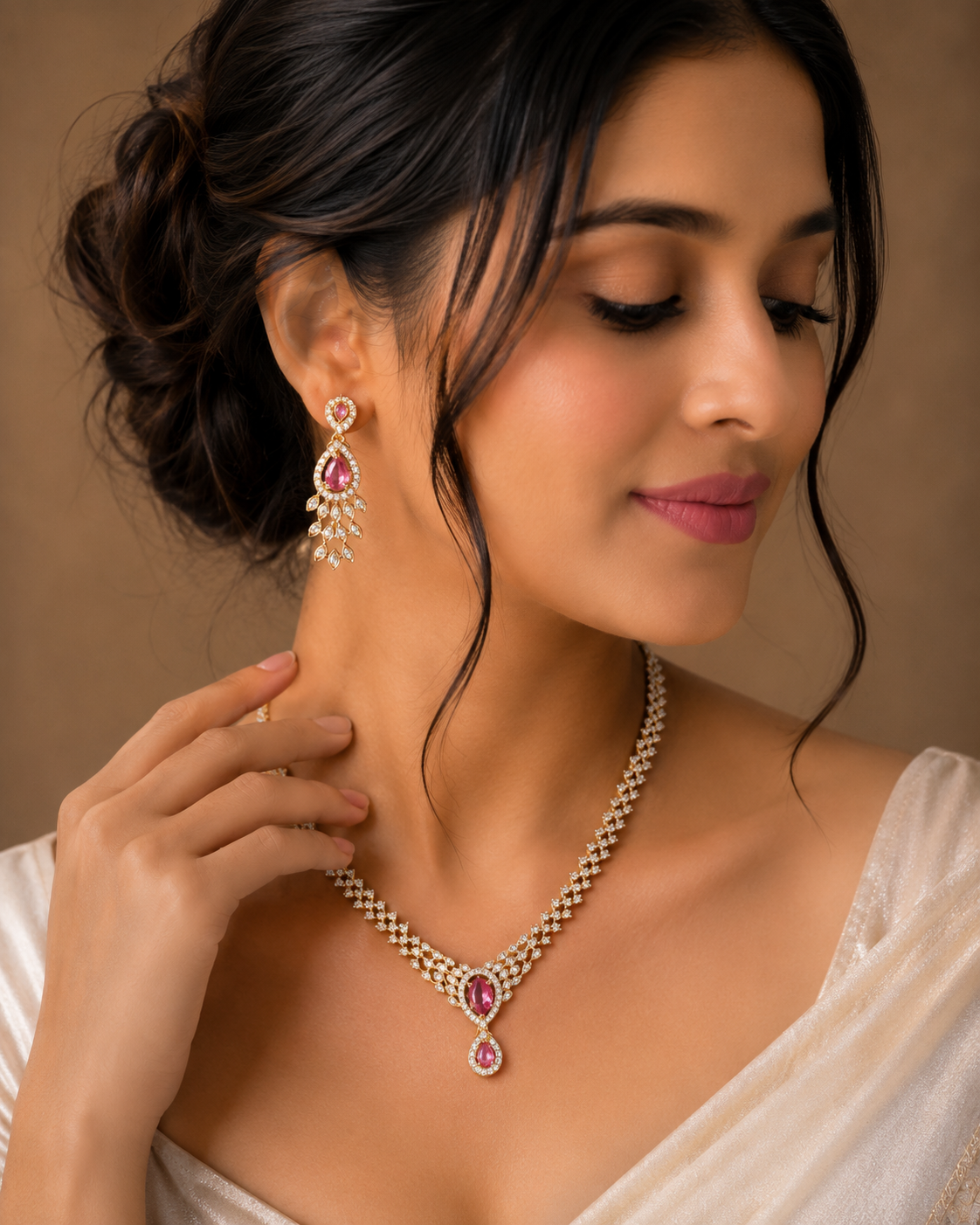 Ruby Elegance Diamond Necklace Set