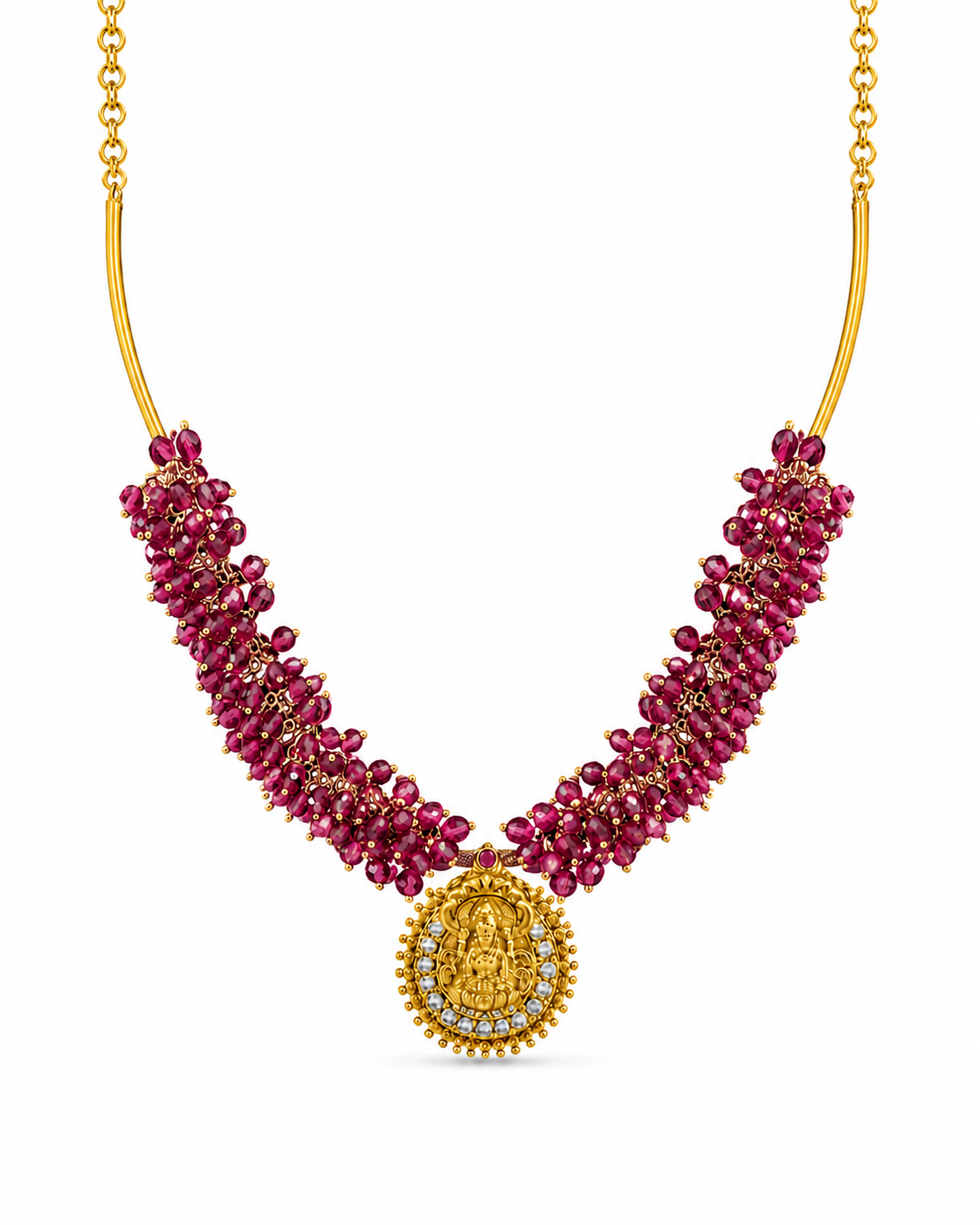 Lakshmi Ruby Temple Necklace Set