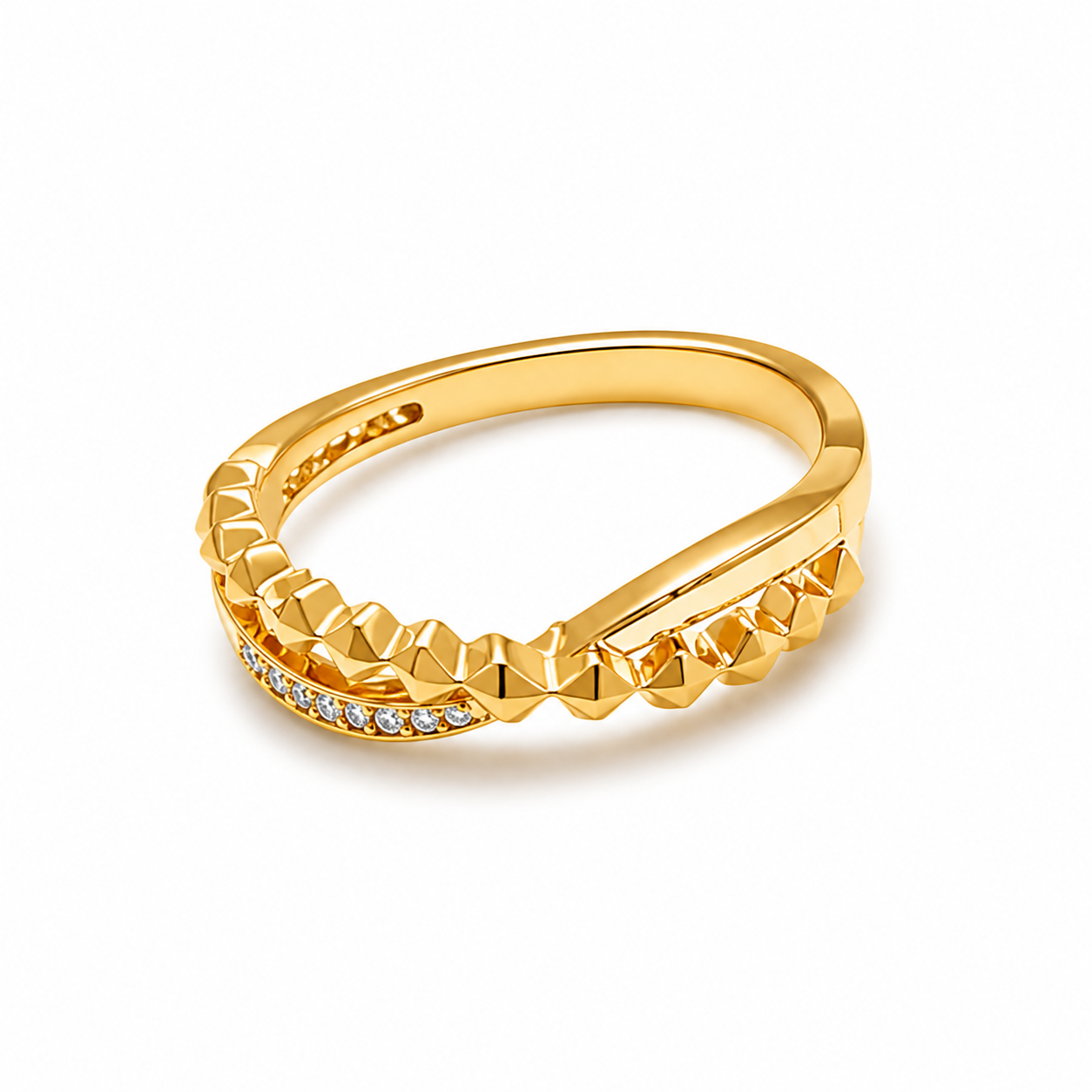 Textured Wave Gold Bracelet & Ring Set