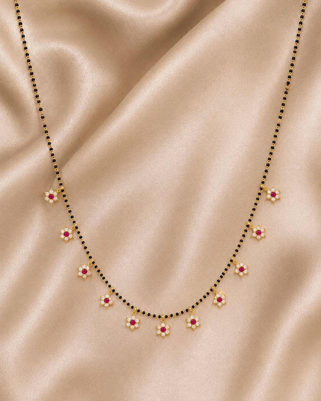Floral Charm Ruby Accent Mangalsutra