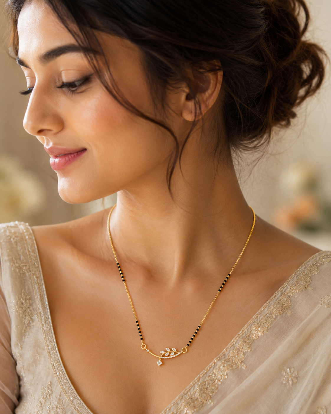 Diamond Leaf Design Mini Mangalsutra