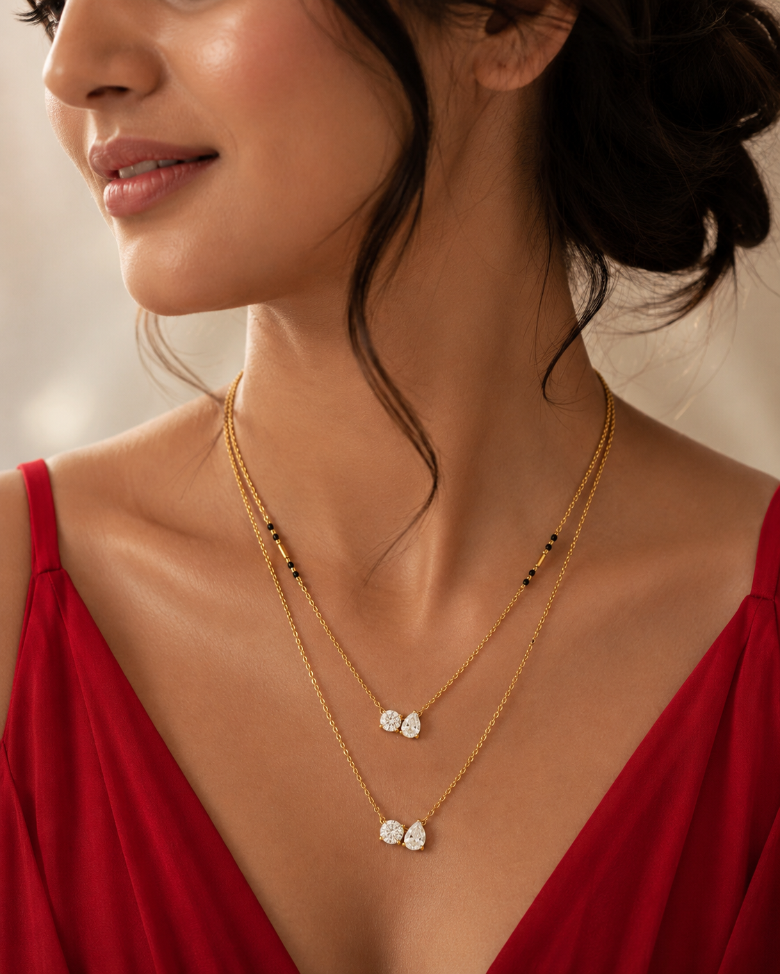 Dual Diamond Solitaire Mini Mangalsutra